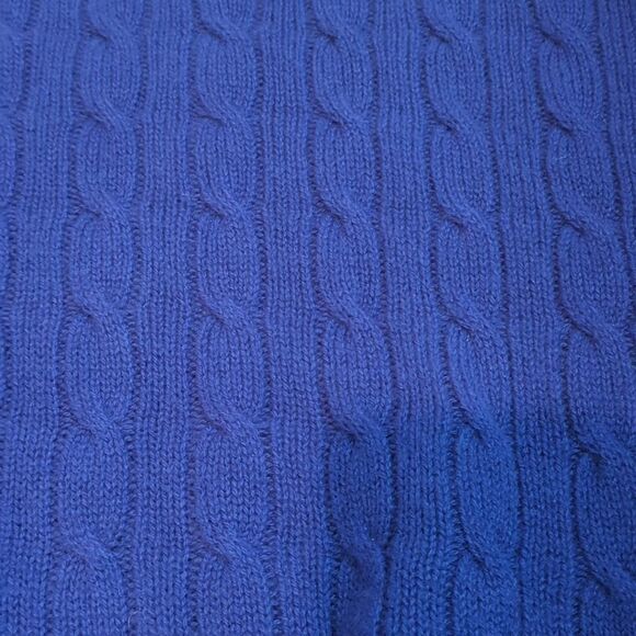 Hawico 100% Cashmere Cable Sweater Blue Men's XL Made in Scotland - Picture 7 of 9